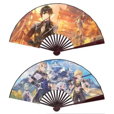 Imagem de Ventiladores dobráveis Ventiladores portáteis Hand Anime Genshins Impa
