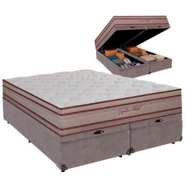 Imagem de Cama Baú Queen e Colchão Artemis Molas Ensacadas Colchobel Cinza