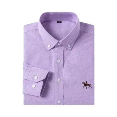 Imagem de Camisa Formal Masculina De Manga Longa Em Oxford 100% Algodão, Estampa