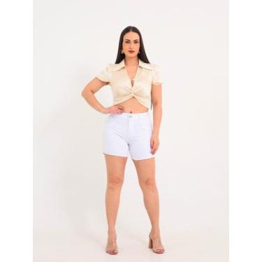 Imagem de Shorts Feminino Sarja Lycra Woman Branco, 42, Branco