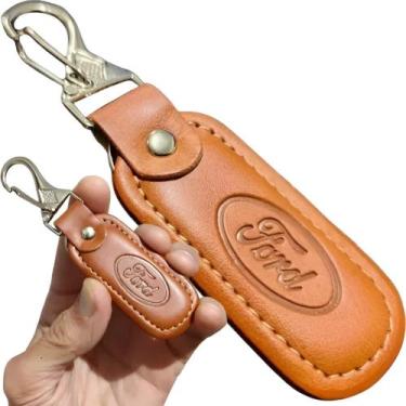 Imagem de Chaveiro Couro Ford Metal Acessório Chave Carro Veículos Luxo Mosquetã
