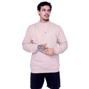 Imagem de Moletom Careca Unissex Gola Redonda Blusa de Frio Casaco Sem Estampa L