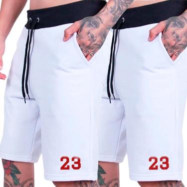 Imagem de Kit 2 Bermudas Moletom Esportivas Shorts Basquete Americano 23 Plus Size-Masculino
