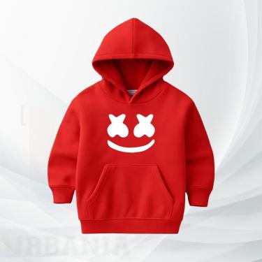 Imagem de Moletom Infantil Moleton Canguru com Capuz e Bolso Estampa DJ Marshmallow Smile Casual Inverno-Unissex