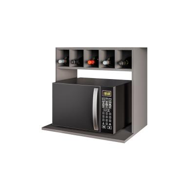 Imagem de Suporte para Microondas Com Nicho Adega para Cozinha Emma 60cm Grafite M12 - D'Rossi