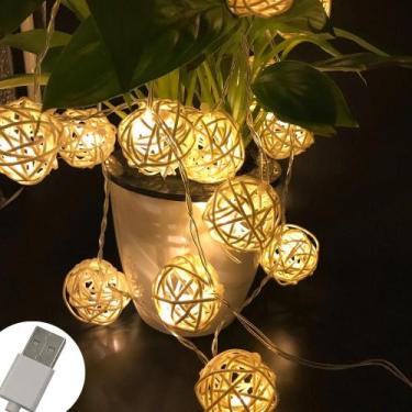 Imagem de Luzes De Fada Em Cordão USB Com 20 LEDs Brancos Quentes Em Formato De 