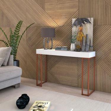 Imagem de Aparador Sala Casa 1,20mts Pés De Ferro Cobre 100% MDF - A7home, BRANC