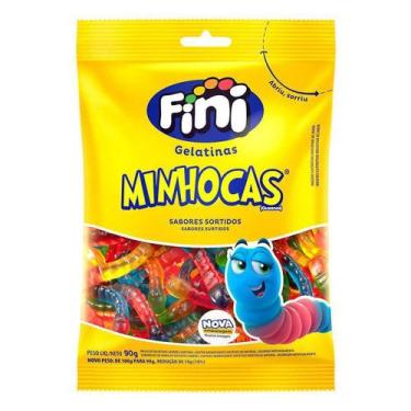 Imagem de Bala de Gelatina Minhocas Fini 90g, 1 unidade, Morango, limão, framboe