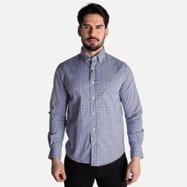 Imagem de Camisa Tommy Hilfiger Xadrez Custom Fit Azul Marinho-Masculino