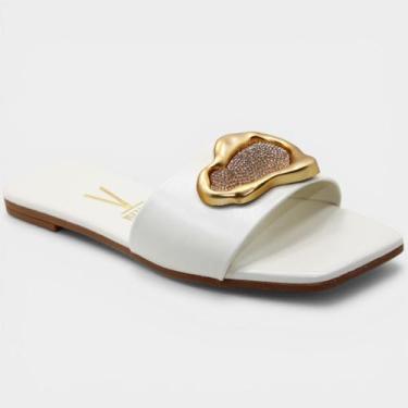 Imagem de Rasteira Vizzano Detalhe Metálico Impact Feminina - Off White - 35, 35