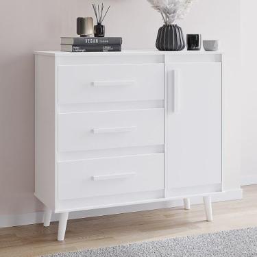 Imagem de Cômoda Sapateira Para Quarto Cami 01 Porta 03 Gavetas Branco - Desk De