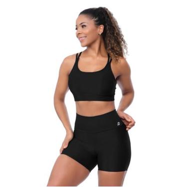 Imagem de Conjunto Fitness Feminino Poliamida Cós Alto Modelador Zero Transparên