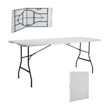 Imagem de Mesa Portátil Dobrável Vira Maleta Com Alça Para Camping Pesca Acampam