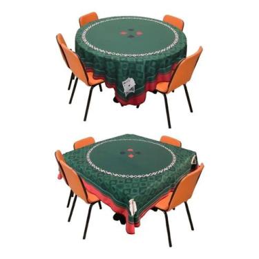 Imagem de Toalha de Mesa Flanela Verde Quadrada 1,60m Cartas Renova En - Congrat