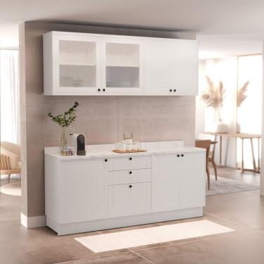 Imagem de Cozinha Compacta Modulada 6 Portas 3 Gavetas 100% Mdf sem Tampo Sevilha Branco Artico