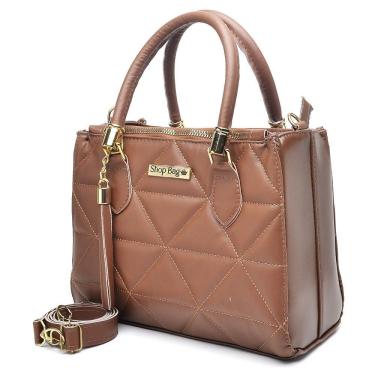 Imagem de Bolsa Feminina Média OEM Shopbag Bordada Dubai em Couro Sintético 24x19x10cm Caramelo p...