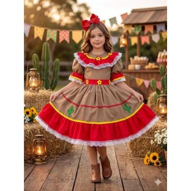 Imagem de Fantasia Junina Princesa Belli Cangaceira Maria Bonita - Tecido RomaFl