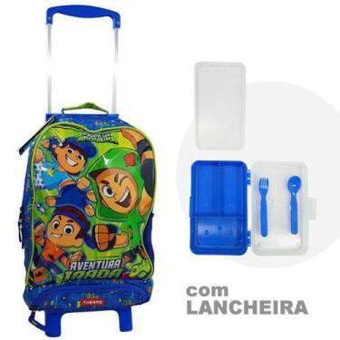 Imagem de Mochila com rodinha familia arqueira com lancheira e marmita 50x30x13c