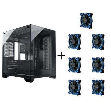 Imagem de Gabinete Gamer Aquario Clarity Preto Vidro + 7 Fans LED - Fortrek, Azu