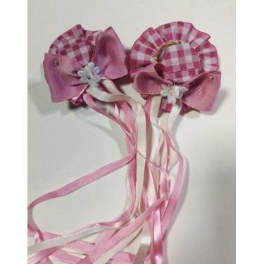 Imagem de laço infantil xadrez rosa - lelek laços
