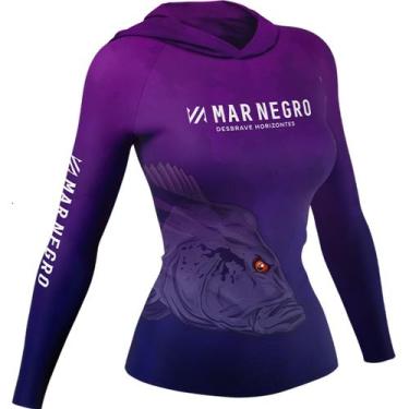 Imagem de Camisa Manga Longa Com Capuz Feminina Xprotection Mar Negro Com Proteç