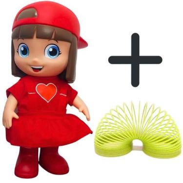 Imagem de Boneca Aventureira Vermelha 28CM Gi Neto + Mola Maluca - novabrink