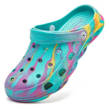 Imagem de Sapatos Garden Clogs HOBIBEAR unissex iridescentes femininos 7,5/homen