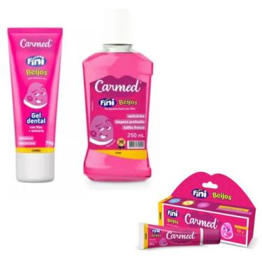 Imagem de Kit Carmed Fini Beijos com Hidratante Labial, Gel Dental e Enxaguante 