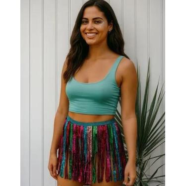 Imagem de Saia De Franjas De Lantejoula Metalizada Carnaval Papilloo, Colorido