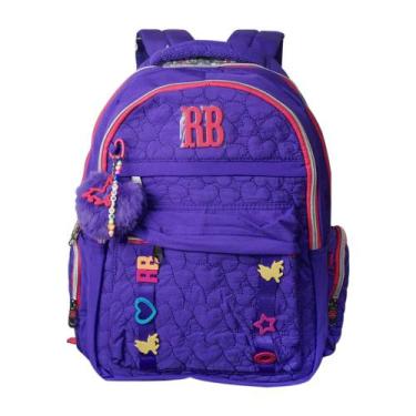 Imagem de Mochila de Costas Escolar Juvenil com PomPom Rebecca Bonbon, Roxo