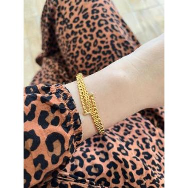 Imagem de Bracelete semi joia com verniz italiano ouro e prata prego vazado - do