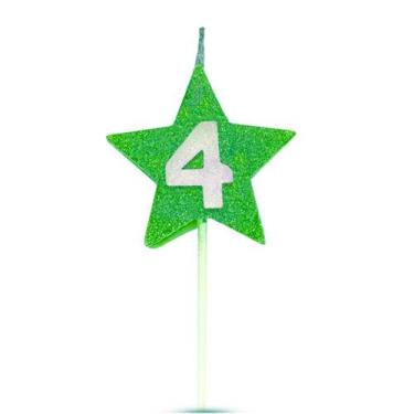 Imagem de Vela de Aniversário Star Verde - Número 4 - Curifest