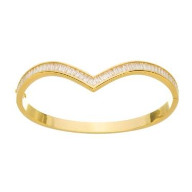 Imagem de Bracelete em V com Zircônias - Banhado em Ouro 18k - Tri Gata Semijoia