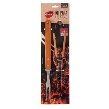 Imagem de Conjunto Para Churrasco De Aço Inox Contendo Um Garfo 35,3X2,3CM E Um 