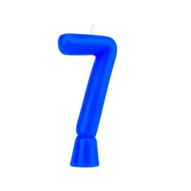 Imagem de Vela de Aniversário Numeral Solid Colors - Regina, Azul, 7