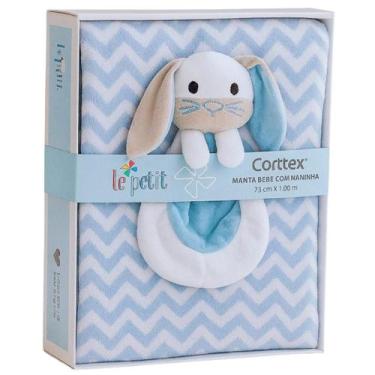 Imagem de Manta Bebê com Naninha Microfibra Le Petit Corttex 75 cm x 1,00 m, Azu