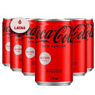 Imagem de Refrigerante COCA COLA Sem Açucar Lata 220ml ( 6 Latas ) - Coca-Cola