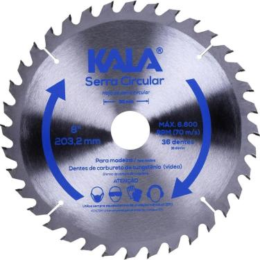 Imagem de Disco para Serra Circular 8 Polegadas 36 Dentes 6600 RPM para Cortes Precisos em Madeira Bivolt Kala