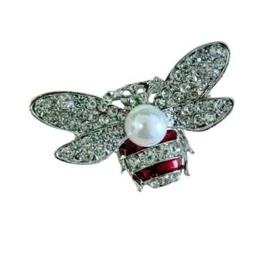 Imagem de Broche Abelha com Pedras Brilhantes - - Pistache Acessórios, Prata, Ún