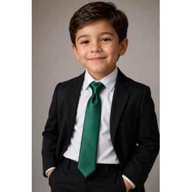 Imagem de Gravata Infantil Slim Fit Com Nó Pronto Ref: 255 - Stylestore, Verde e
