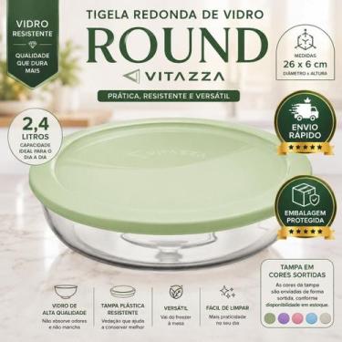 Imagem de Tigela Round Vidro Com Tampa Plastica 2,4 Litros 26cm Vitazza