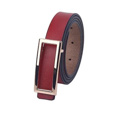 Imagem de DSJTCH Cintura de cinto de fivela de metal de ouro feminino feminino skinny plus size fina cor cintos de couro genuíno para mulheres vestido (Belt Length : 41 inch, Color : Red)