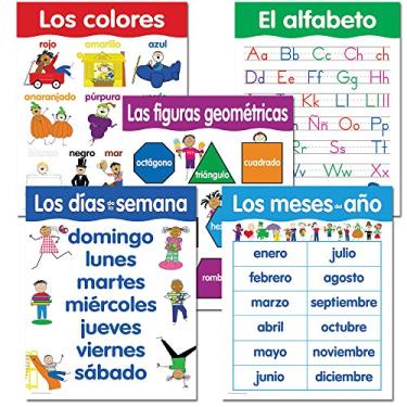 Imagem de Creative Teaching Spanish Skills, pacote com 5 gráficos (cores, alfabeto, geometria)