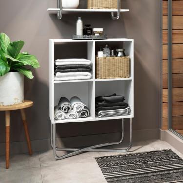 Imagem de Estante de Nicho Baixa Branca Tubos Cromados Carraro