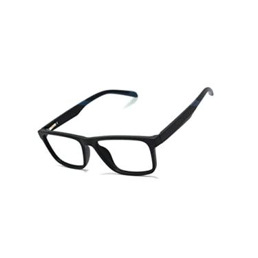 Imagem de Óculos Armação De Grau Retangular Masculina Com Molas Nas Hastes Jc-1006 Cor: Preto-Azul