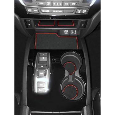 Imagem de Auovo 26 peças tapetes antipoeira para Honda Ridgeline acessórios 2017 2018 2019 2020 2021 2022 2023 inserções de porta-copos de carro, forro de console central, tapete de forro de bolso de porta interior personalizado premium (vermelho)