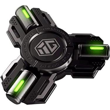 Imagem de Fidget spinners,Brinquedo giratório de mão com luz led, ansiedade, ansiedade, alívio de TDAH, brinquedo, brinquedo giratório de mão, dedo de metal para brinquedos interativos (Prata)