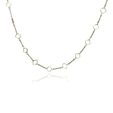 Imagem de Colar Curto Flor Vazada Folheada Em Ouro 18K