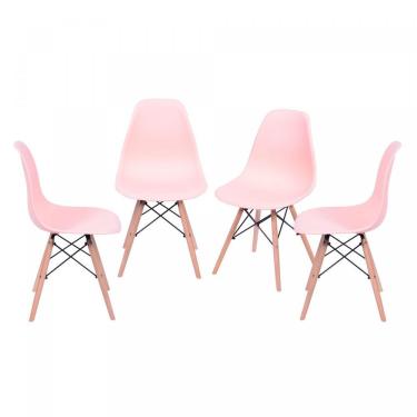 Imagem de Kit 4 Cadeiras Base Madeira Eames Dkr OR Design Salmão