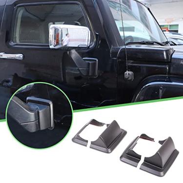 Imagem de Apto para Hummer H3 2005-2009 ABS capa do espelho retrovisor da porta da frente com base de visão, acessórios de capa de acabamento para decoração do espelho lateral retrovisor (preto fosco)